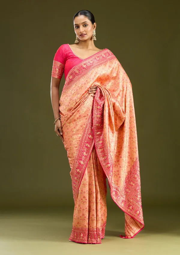 Peach_Cutdana_Silk_Silk_Saree