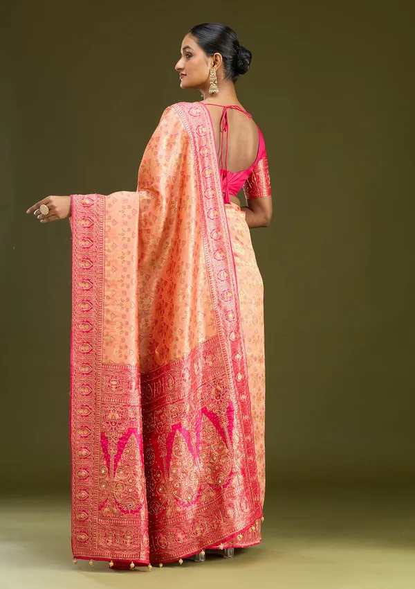 Peach_Cutdana_Silk_Silk_Saree