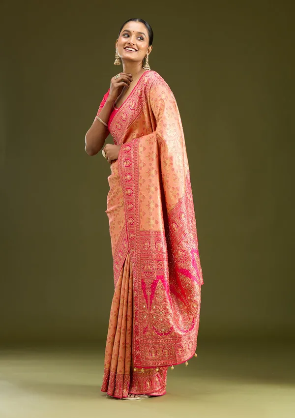 Peach_Cutdana_Silk_Silk_Saree