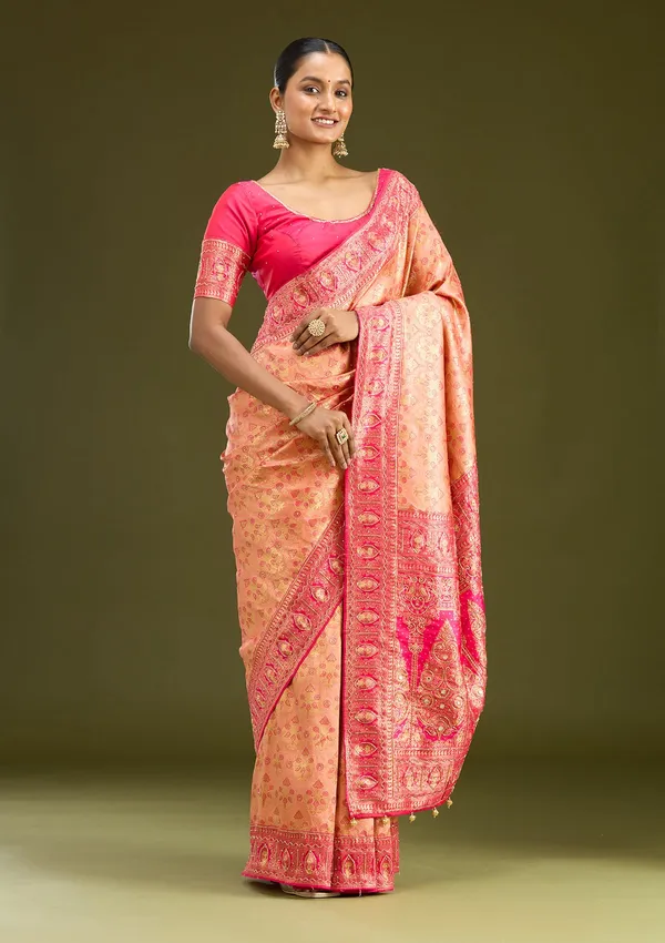 Peach_Cutdana_Silk_Silk_Saree