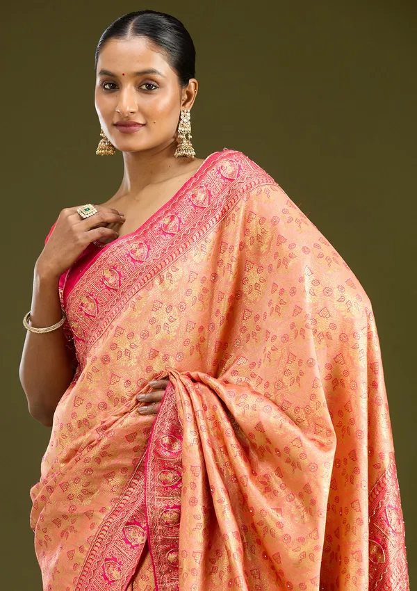 Peach_Cutdana_Silk_Silk_Saree