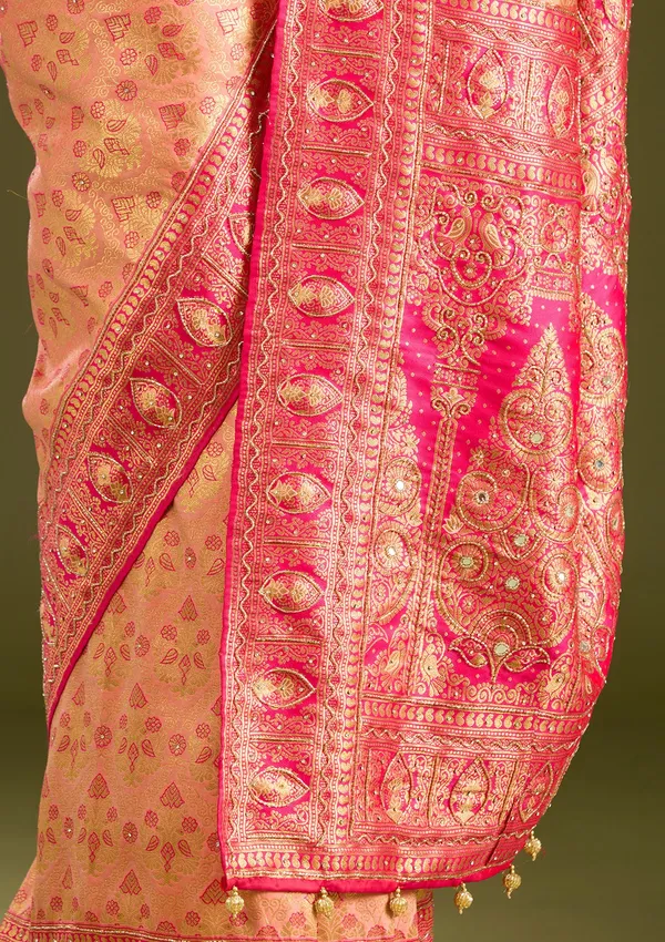 Peach_Cutdana_Silk_Silk_Saree