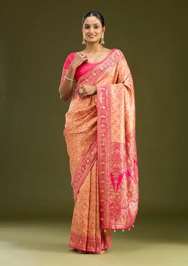 Peach_Cutdana_Silk_Silk_Saree