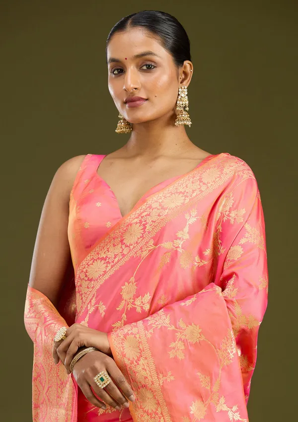 Peach_Zariwork_Gold_Art_Silk_Silk_Saree