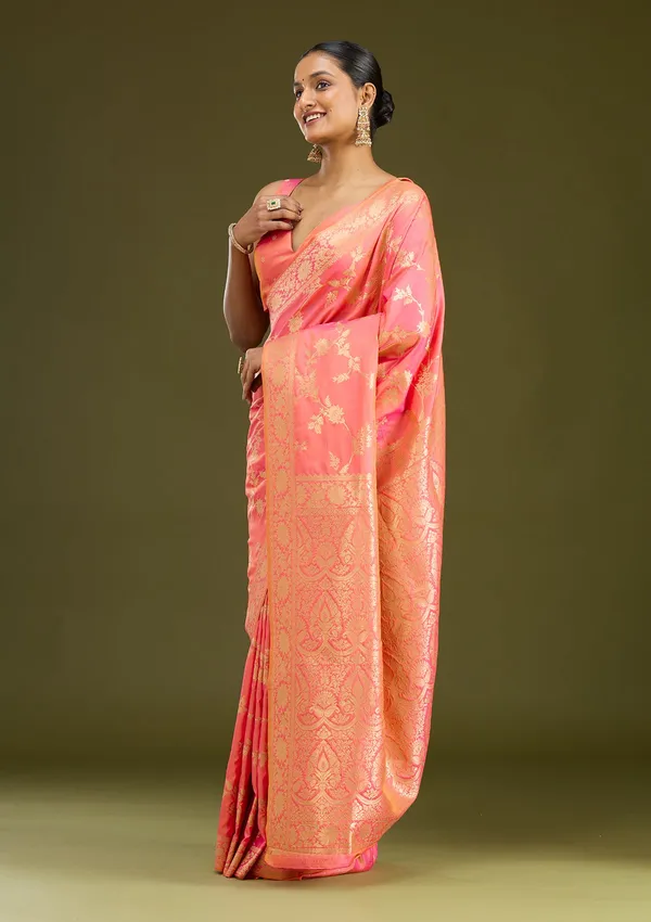 Peach_Zariwork_Gold_Art_Silk_Silk_Saree