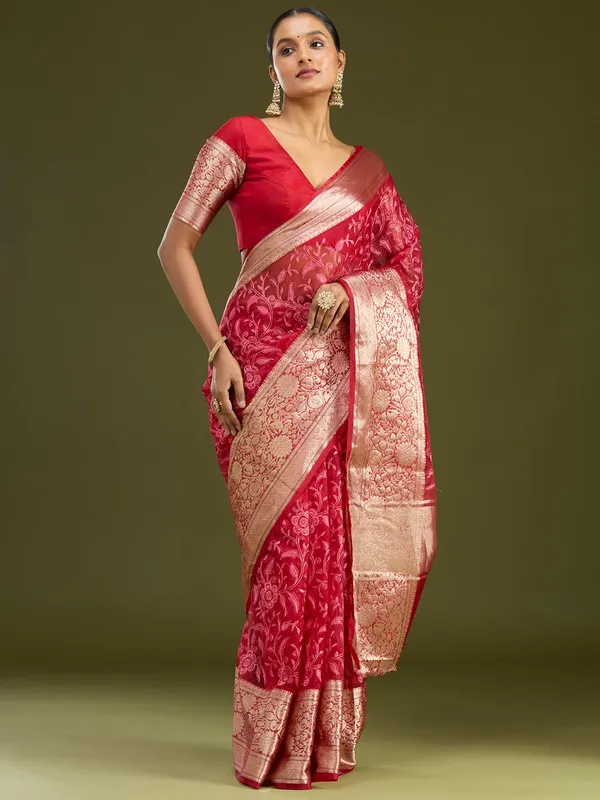 Maroon_Zariwork_Gold_Silk_Silk_Saree
