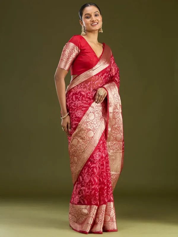 Maroon_Zariwork_Gold_Silk_Silk_Saree