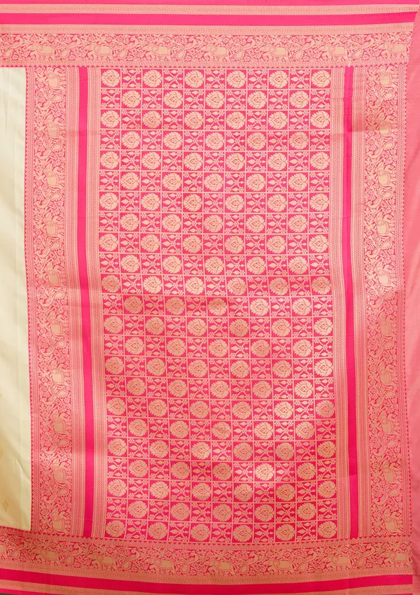 Cream_Zariwork_Gold_Silk_Silk_Saree