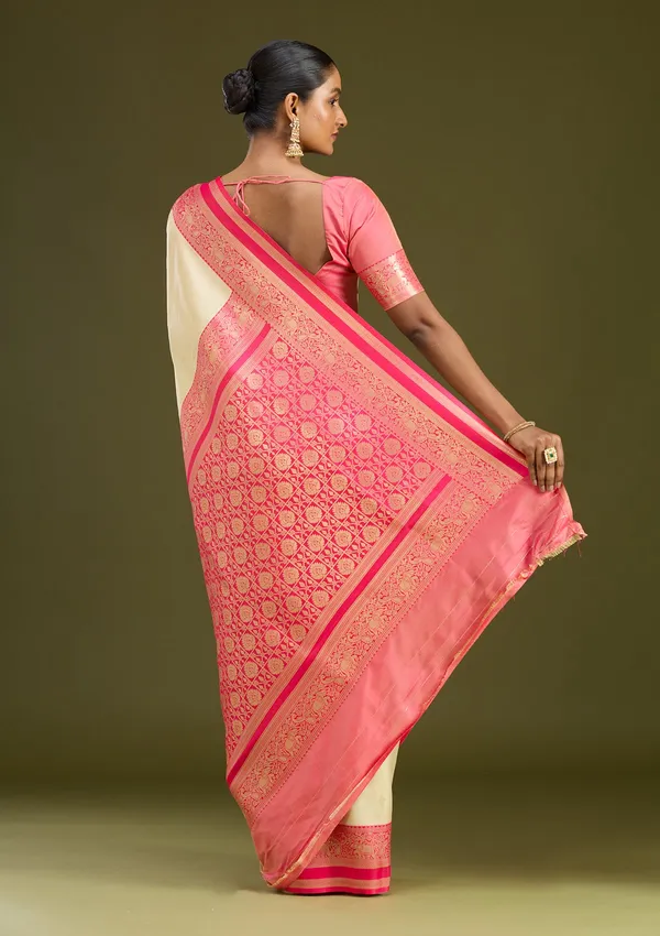 Cream_Zariwork_Gold_Silk_Silk_Saree