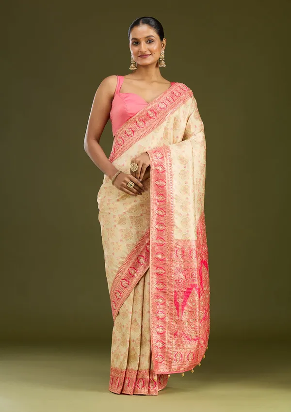 Cream_Cutdana_Silk_Silk_Saree