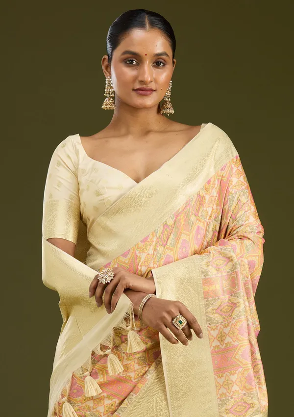 Cream_Zariwork_Gold_Art_Silk_Silk_Saree