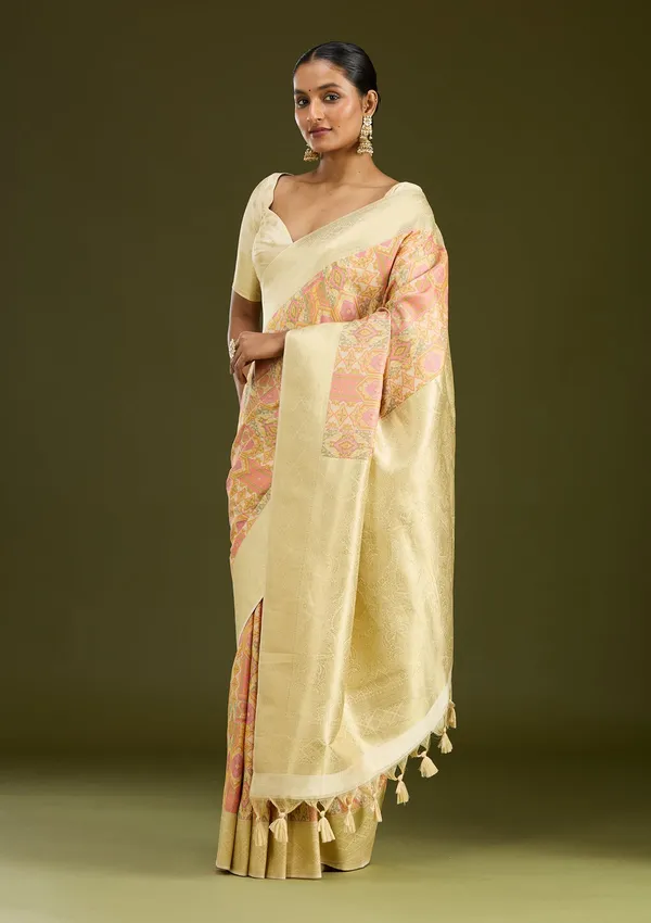 Cream_Zariwork_Gold_Art_Silk_Silk_Saree