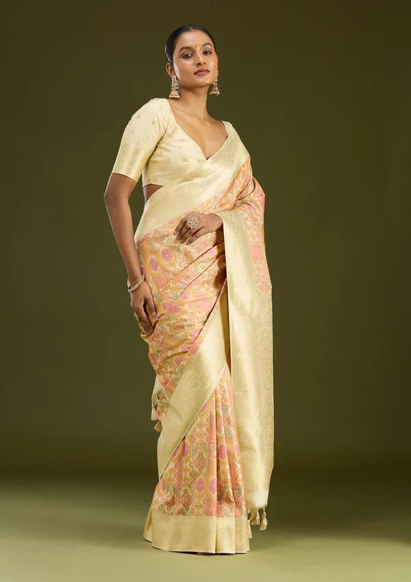 Cream_Zariwork_Gold_Art_Silk_Silk_Saree
