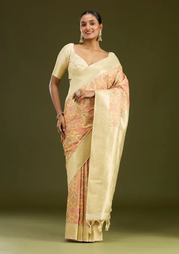 Cream_Zariwork_Gold_Art_Silk_Silk_Saree