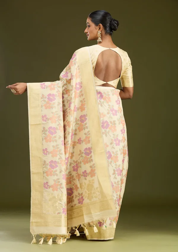 Cream_Zariwork_Gold_Art_Silk_Silk_Saree