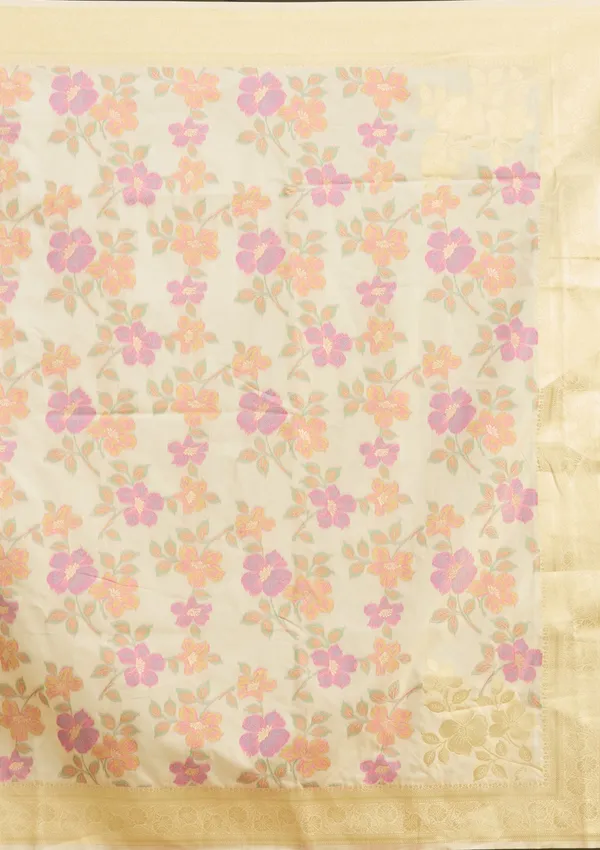 Cream_Zariwork_Gold_Art_Silk_Silk_Saree