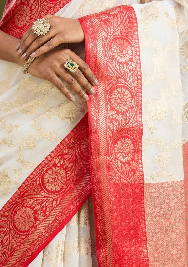Cream_Zariwork_Tissue_Silk_Saree