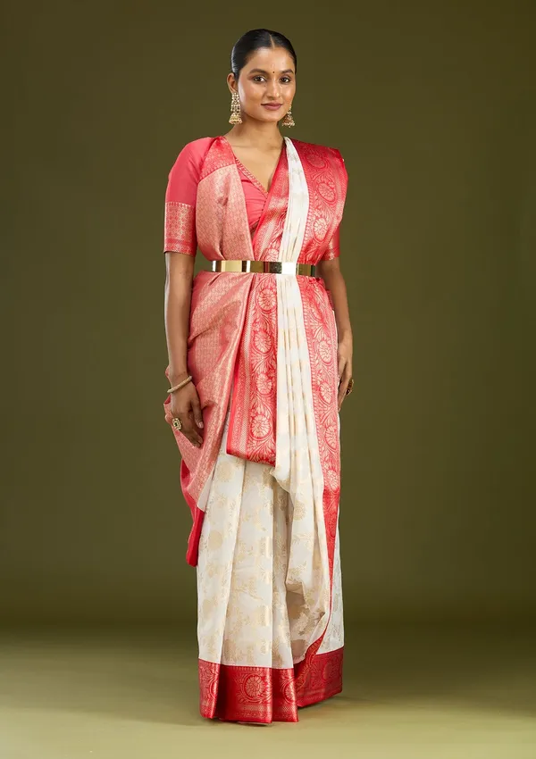 Cream_Zariwork_Tissue_Silk_Saree
