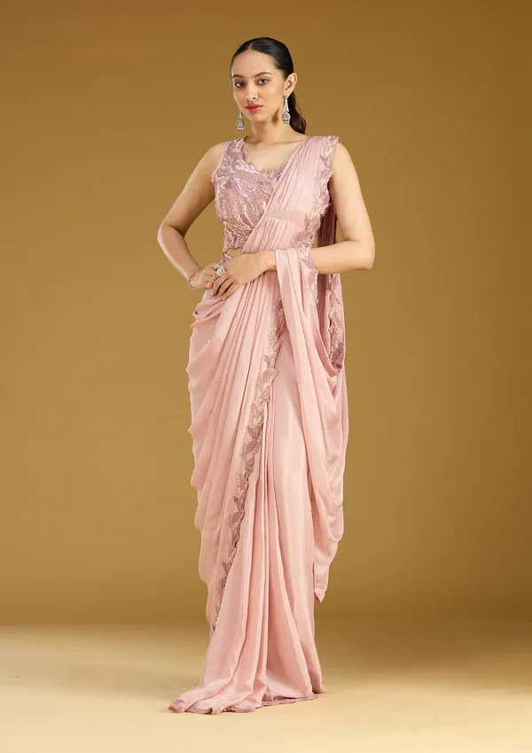 Onion_Pink_Sequins_Satin_Saree