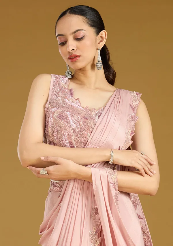 Onion_Pink_Sequins_Satin_Saree