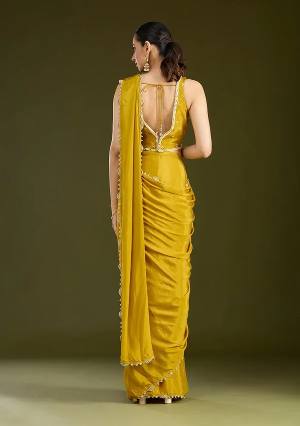 Yellow_Sequins_Satin_Saree