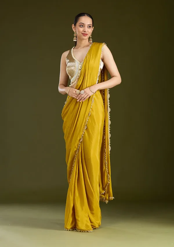 Yellow_Sequins_Satin_Saree