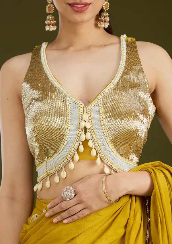 Yellow_Sequins_Satin_Saree