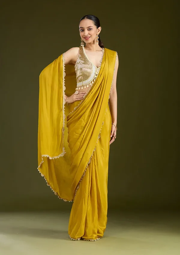 Yellow_Sequins_Satin_Saree