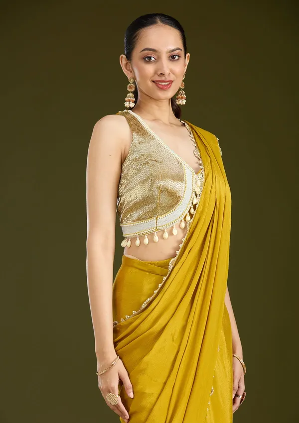 Yellow_Sequins_Satin_Saree
