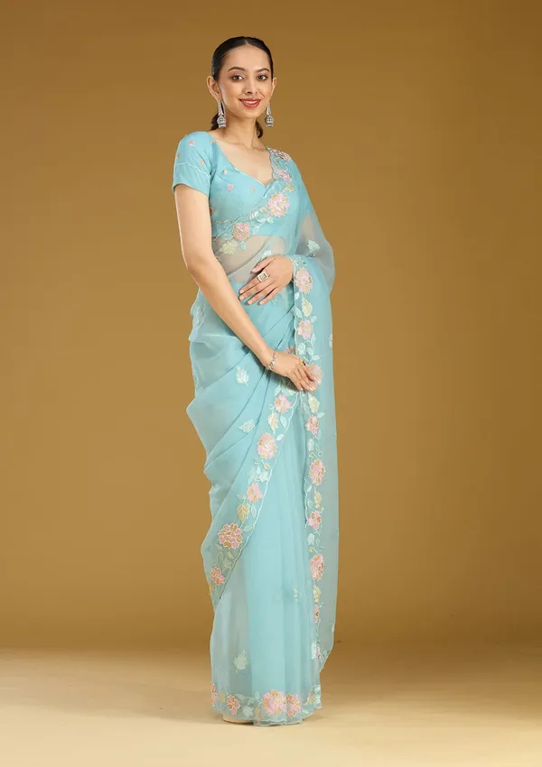 Sky_Blue_Threadwork_Chiffon_Saree