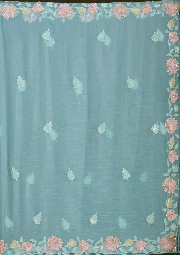 Sky_Blue_Threadwork_Chiffon_Saree