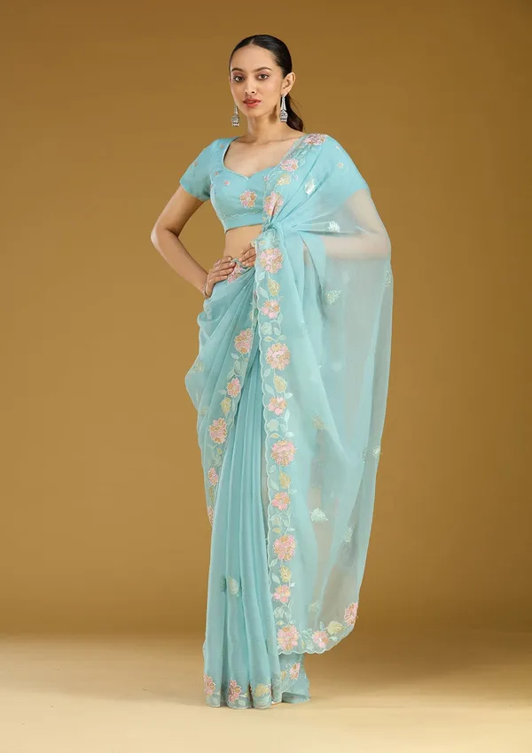 Sky_Blue_Threadwork_Chiffon_Saree