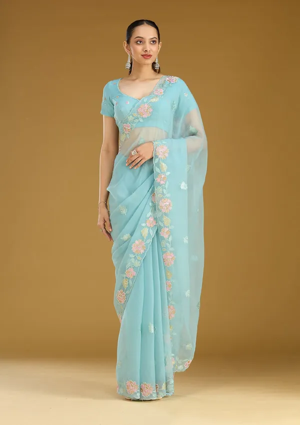 Sky_Blue_Threadwork_Chiffon_Saree