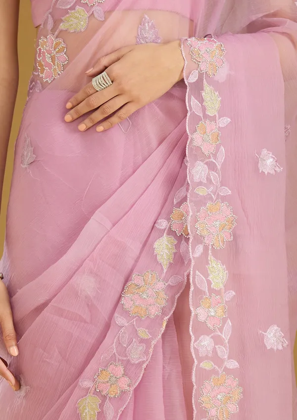 Lavender_Threadwork_Chiffon_Saree