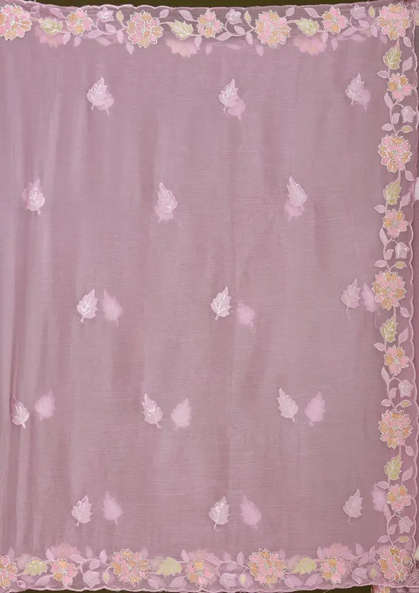 Lavender_Threadwork_Chiffon_Saree
