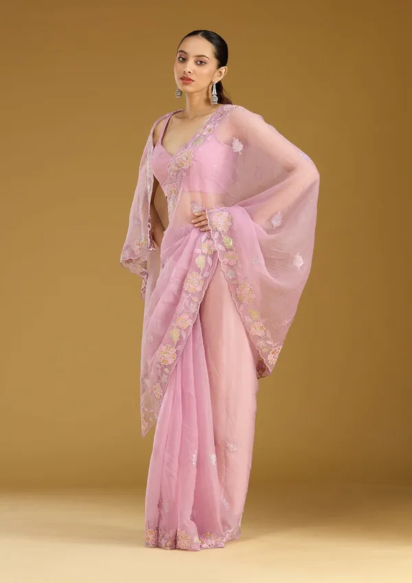 Lavender_Threadwork_Chiffon_Saree