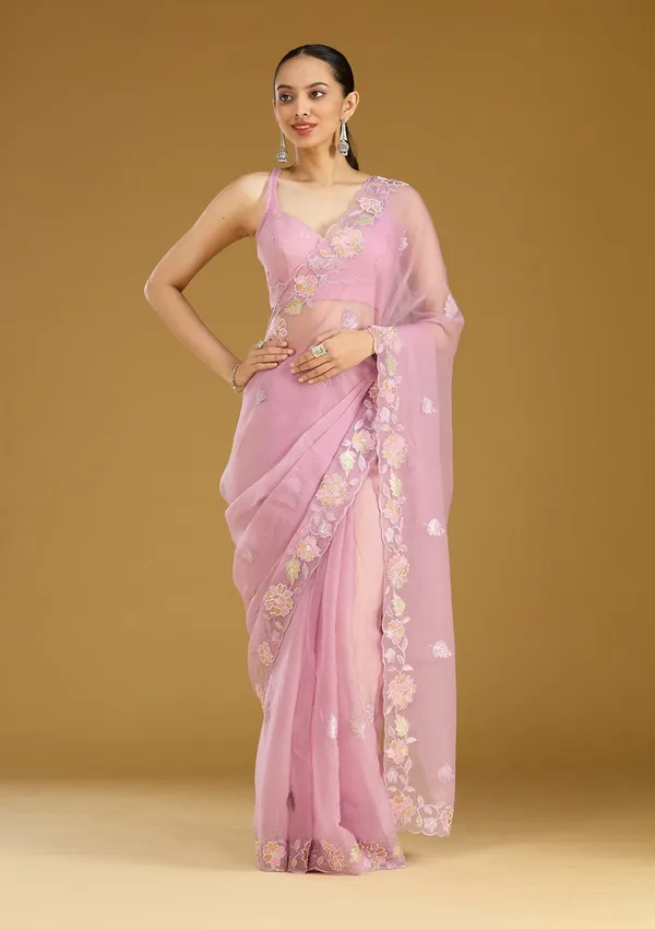 Lavender_Threadwork_Chiffon_Saree