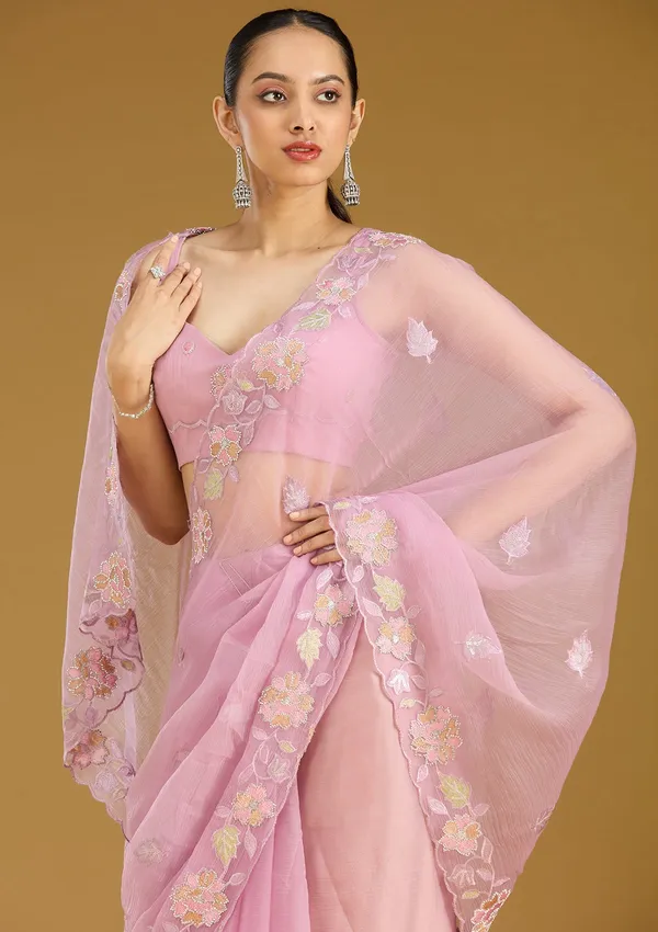 Lavender_Threadwork_Chiffon_Saree