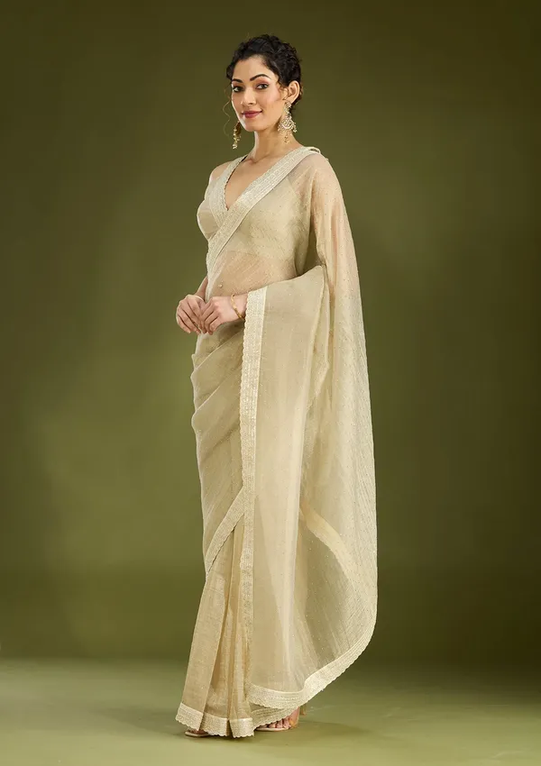 Beige_Zariwork_Gold_Tissue_Saree