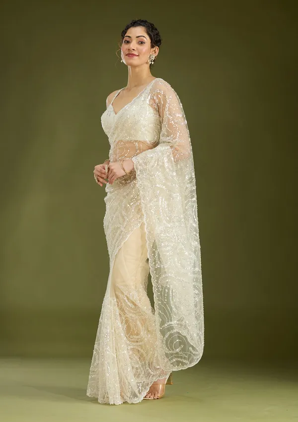 Off_White_Sequins_Net_Saree