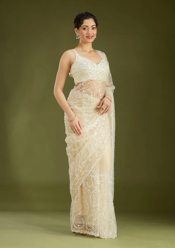 Off_White_Sequins_Net_Saree