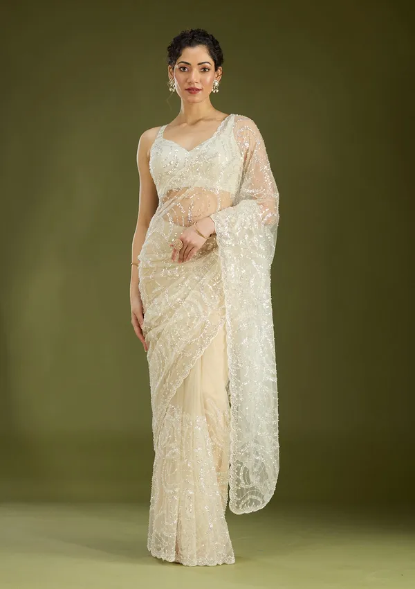 Off_White_Sequins_Net_Saree