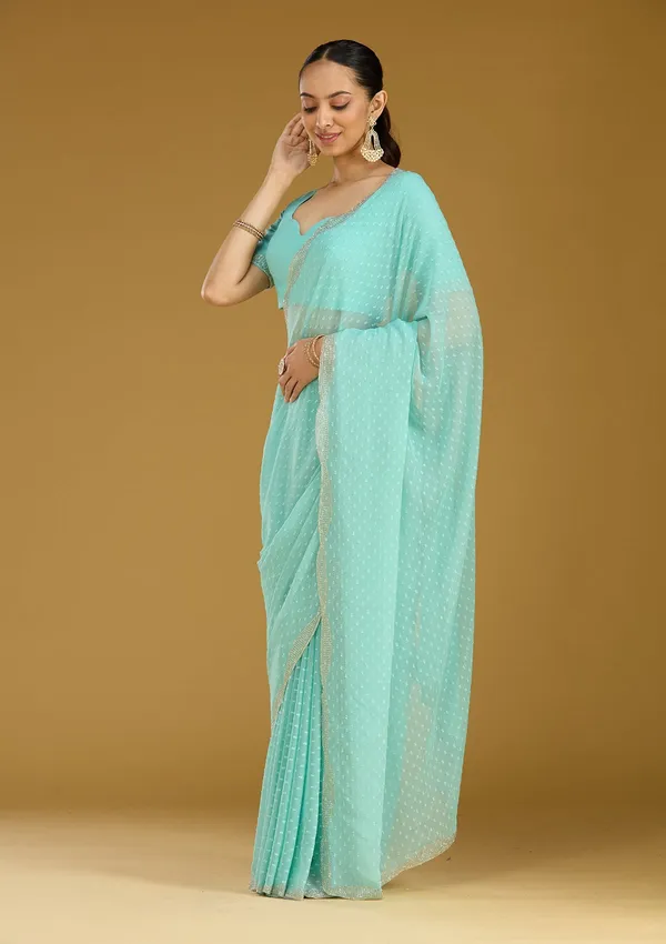 Sea_Green_Stonework_Silver_Chiffon_Saree