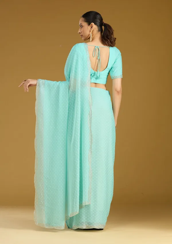 Sea_Green_Stonework_Silver_Chiffon_Saree