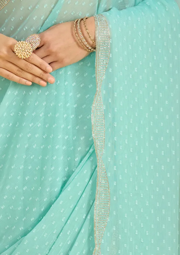 Sea_Green_Stonework_Silver_Chiffon_Saree