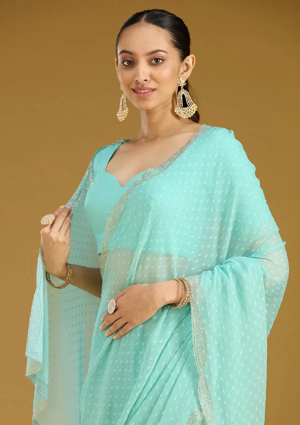 Sea_Green_Stonework_Silver_Chiffon_Saree