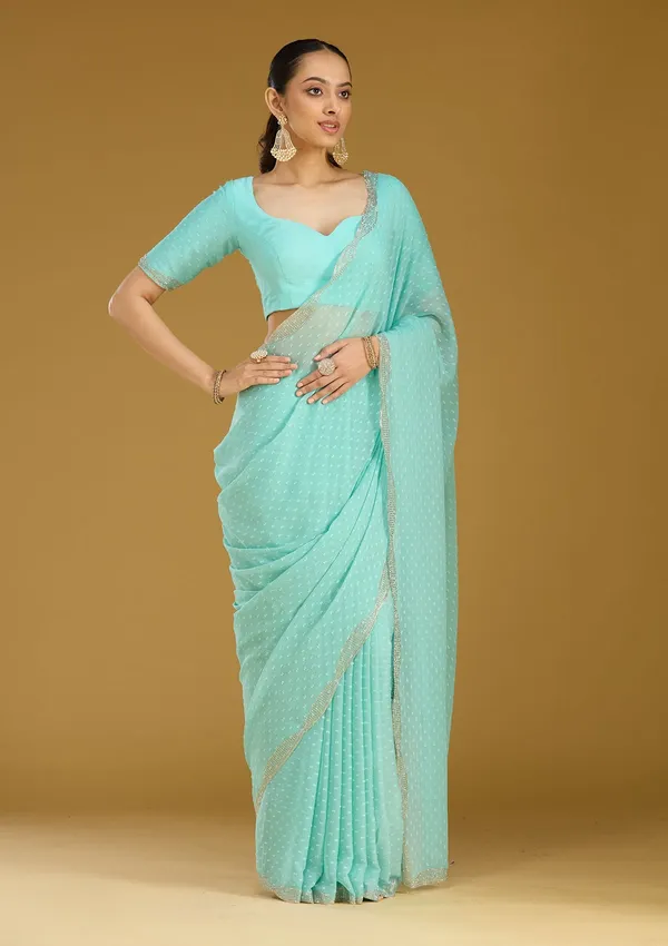 Sea_Green_Stonework_Silver_Chiffon_Saree