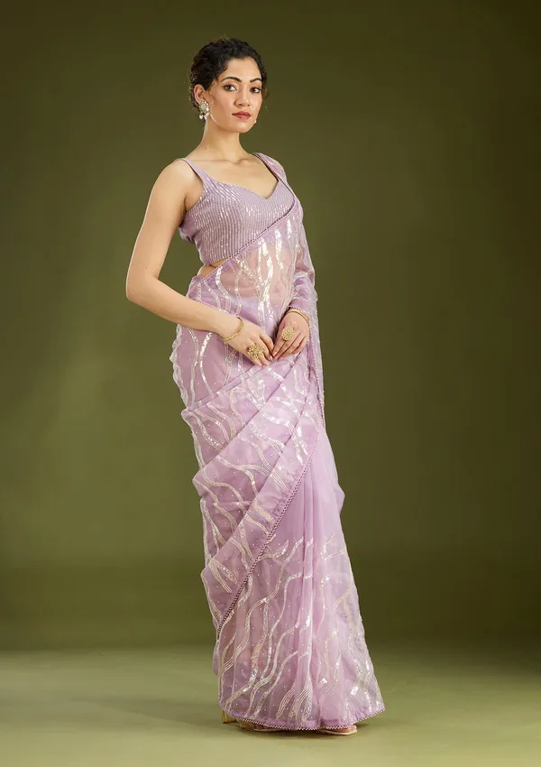 Lavender_Pearlwork_Organza_Saree