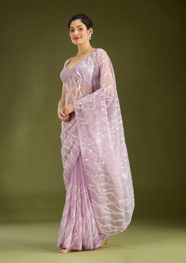 Lavender_Pearlwork_Organza_Saree