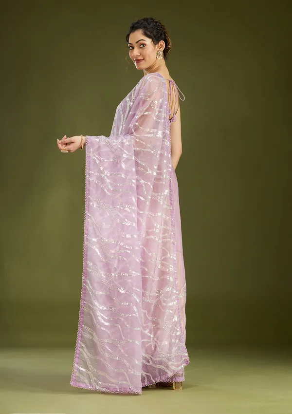 Lavender_Pearlwork_Organza_Saree
